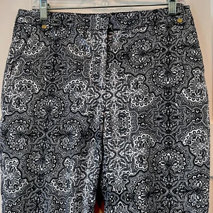 Anne Klein Women’s Pants Cropped 8 Blue White Paisley Coastal Nautical Beach - Picture 1 of 6