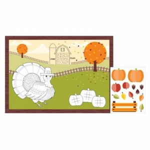 Thanksgiving Fall Party Placemat Fun Kids Activity Kit Stickers 8 Ct - Picture 1 of 2