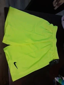 Nike ~ Neon Yellow ~Youth Unisex Dri-Fit ~ Athletic Shorts - Large ~ New - Picture 1 of 7