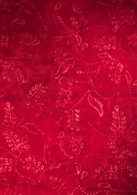 Tela Batik Multi Rojo Amarillo Hoja y Lunares 100% Algodón 1.3 yardas Foto 1 de 2