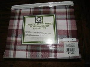 Living Quarters Brushed Microfiber Red Plaid FULL SIZE SHEET SET NEW IN PACKAGE - Picture 1 of 3