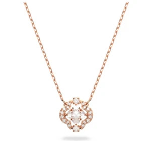 Swarovski 5642928 Collana Sparkling Dance Quadrifoglio Bianca Placcato Oro Rosa - Foto 1 di 6
