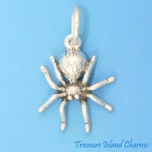Small Hairy Tarantula Spider 3D 925 Sterling Silver Charm Halloween 11mm - Picture 1 of 2