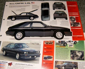 Mercury Capri 1986 5,0 información de especificaciones póster original folleto anuncio 79-86 Foxbody - Imagen 1 de 1