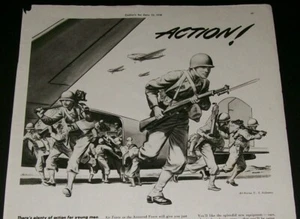 1942 WWII U.S. Army AIRBORNE INFANTRY ATTACK Recruiting Service Art Print Ad - Bild 1 von 3