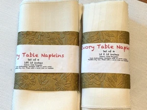 Servilletas de mesa de tela, 4 marfil, 15 x 15, hechas a mano, nuevas, 2 juegos - Imagen 1 de 5