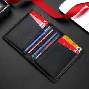 Men's Genuine Leather Wallet Slim Card Holder RFID Blocking ID Credit Money Clip