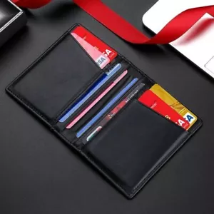 Para hombres Billetera de Cuero Genuino Delgado Portatarjetas RFID Bloqueo de Identificación Crédito Clip para Dinero - Imagen 1 de 10