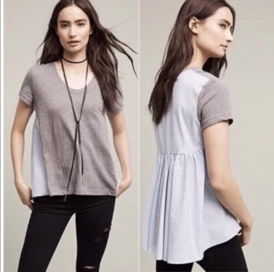 Anthropologie Deletta Shirt Women XS Castillo Swing Boho Top Blouse Mixed Media - Image 1 of 4