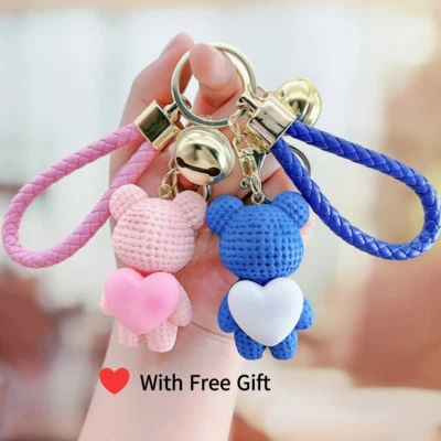Lovely Runner K-Drama Heart Bear Couple Keyring 1+1  Byeon WooSeok, Kim HyeYoon - Image 1 of 4