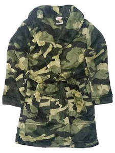 Boys Green Camo Fleece Bath Robe House Coat With Pockets and Sash - Picture 1 of 1