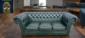 Chesterfield Leder 3 Sitz Sofa A1 SP400 Englisch Grün - Bild 1 von 16
