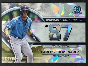 2023 Bowman Chrome Carlos Colmenarez Top 100 Atomic /150 #BTP-87 Tampa Bay Rays - Picture 1 of 2