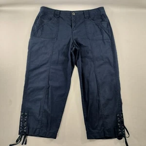 Style & Co Straight Leg Navy Blue Lace-Up Capri Pants Womens Size 6 - Picture 1 of 5