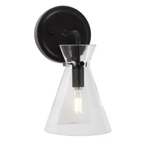 Forte Lighting Beaker 1 Light Wall Sconce, Black/Clear - 5733-01-04 - Picture 1 of 1