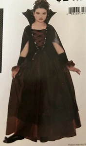 Costume vestito Dracula’s Darling rosso bordeaux velluto tulle bambina grande 10/12 NUOVO! - Foto 1 di 5