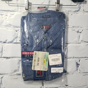 NWT Cotton Club Long Sleeve Button Down Denim Jeans Shirt Men's XL 17/17.5 Blue - Picture 1 of 6