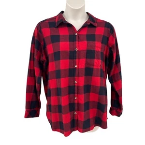 Sonoma Womens Buffalo Plaid Flannel Shirt Size XXL Button Down LS Cotton - Picture 1 of 12