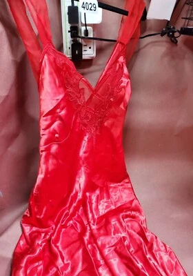 VESTIDO NATORI Slip Vintage ROJO Floral transparente encaje lencería mediana  Foto 1 de 4