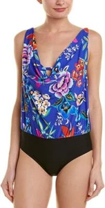 Athena 285778 Women's Cowl Neck Blouson One Piece Swimsuit, Size 10 - Picture 1 of 2