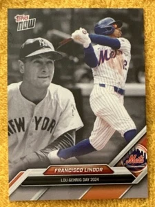 2024 Topps NOW Lou Gehrig Day #LGD-19 ⚾️ Francisco Lindor ⚾️ New York Mets - Picture 1 of 2