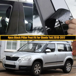 Fit For Skoda Yeti 2010-2017 Glossy Black 4pcs Set Window Door Pillar Post Trim - Picture 1 of 11