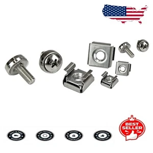 Nickel-Plated M5 Screws & Cage Nuts - 50 Count for Secure Rack Installations - Picture 1 of 4