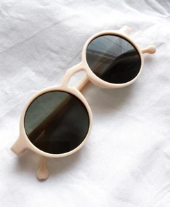 Yacht Ivory Vintage 1930s Art Deco Round Sunglasses UV400 1940s Cream Green WW2 - Picture 1 of 8