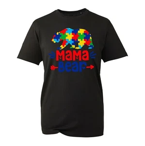Mama Bear T-Shirt, Autism Awareness Day Puzzle Mother Day Unisex Top - Picture 1 of 3