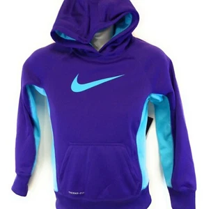 Girls Youth Kids Nike 546099 547 Purple Blue Swoosh Therma Fit Hoodie Sweatshirt - Picture 1 of 2