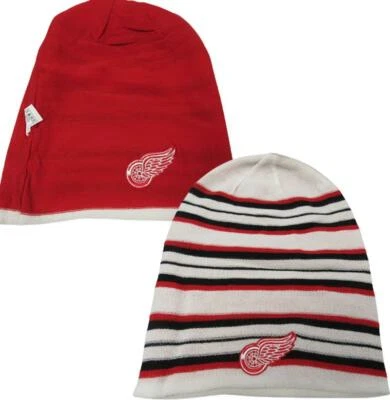 New Detroit Red Wings Mens OSFA Reebok Reversible Cuffless Knit Beanie Hat $20 - Image 1 of 4