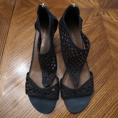 Sandalias de Tanga DONALD J PLINER Verona Tejida Cuero/Gamuza Tacón Mediano Talla 10M Foto 1 de 4