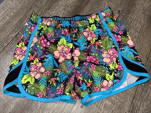 Justice sz 12 floral running sports Hawaiian tropical print swim  - Picture 1 of 5