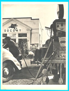 Socony Mobil service station gas pump attendant magazine illustration 1942 - Picture 1 of 3