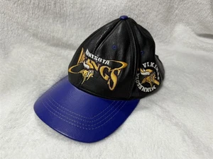VINTAGE PRO ELITE MINNESOTA VIKINGS LEATHER HAT ADJUSTABLE BAND  - Picture 1 of 12