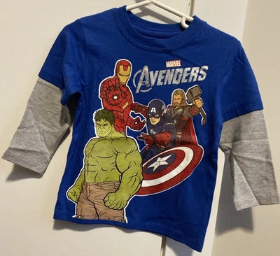 Camiseta gráfica Marvel Avengers 18M manga larga Capt America Hulk Thor Ironman Foto 1 de 4
