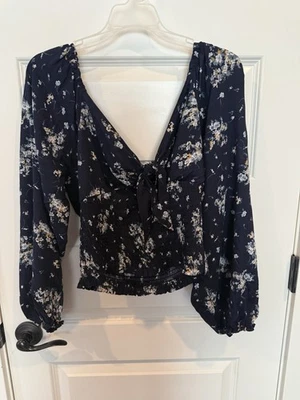 Blusa para mujer Blush J manga larga cuello en V, estampado floral, talla 2XL Foto 1 de 3