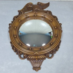 Vintage SYROCO Federal Gold Eagle Bullseye Porthole Mirror 4007 Convex 21"x15" - Picture 1 of 18