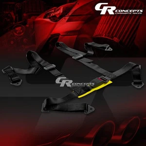 1 X UNIVERSAL 4-POINT 2" NYLON STRAP RACING HARNESS BUCKLE SEAT BELT/BELTS BLACK - Picture 1 of 2