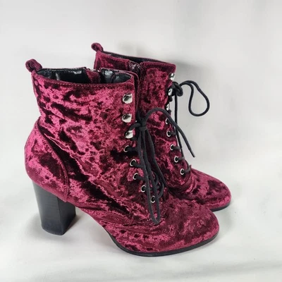 Botas con cordones Report Signature púrpura borgoña terciopelo combate gótico grunge 8,5 Foto 1 de 4