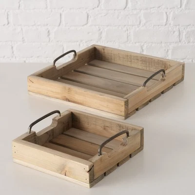 Deko Tablett  Schale Ronja Holz Metall 20 x 20 / 30 x 30 cm Größenwahl - Bild 1 von 4