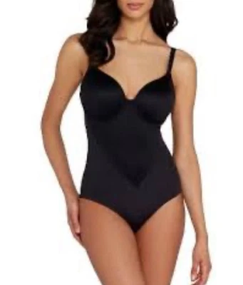 Bodysuit Flexees By Maidenform Shapewear Preto 38DD Confortável Alças Ajustáveis - Imagem 1 de 4