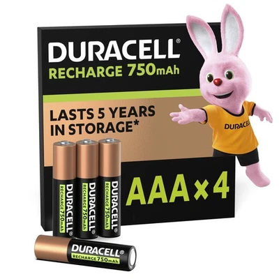 Duracell Batterie Ricaricabili AAA (Confezione da 4) Pile ricaricabili 750 mAh - Immagine 1 di 4