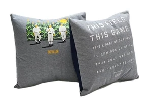 Field of Dreams Baseballism Upcycled Throw Pillow Set – Handmade Gray & Blue - Foto 1 di 13