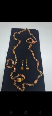 Tigerauge Set Kette Und OHRRINGE - Bild 1 von 4