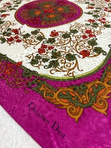 Christian Dior Silk Scarf 33.5" Square Floral Vine Medallion Print - Picture 1 of 22