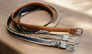 Lot of 3 Vtg Leather/Canvas COACH Belts (2 are Reversable & Size 44" + Size 42") - Picture 1 of 21