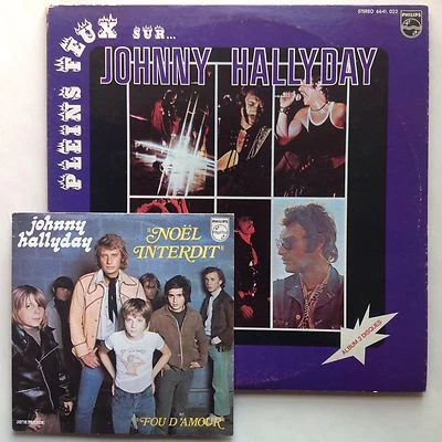 JOHNNY HALLYDAY pair PLEINS FEUX 2LP Canada only NOEL INTERDIT France 45rpm ORIG - Image 1 of 4