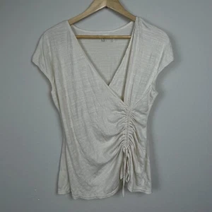 Top Max Studio Y2K Crema Gauzy Sobreplice L Acanalado Manga Corta Festival Boho - Imagen 1 de 5