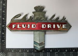 Used Vintage OEM Mopar Trunk Script Fluid Drive Badge Emblem 1941 Chrysler(SC)